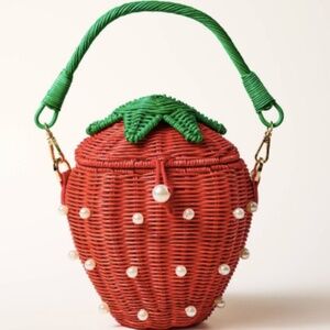 Kate Spade Target Pearl Embellished Strawberry Basket Bucket Bag - NEW w…